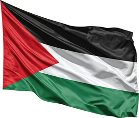 waving flag of palestine on transparent background
