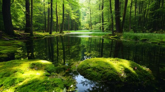 アルプスの山々と鏡のような青い湖