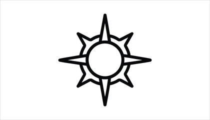 Star with Radiating Spikes. Geometric Sun Icon.