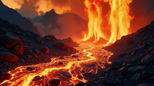 Pays homage to scorching inferno of lava, unveiling flowing streams of incandescent stone and ancient, cataclysmic might possessed by this elemental force