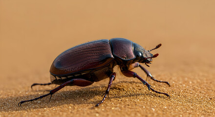 Brown Beetle Walking On Sand