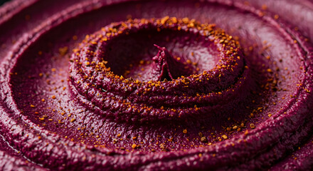 Obraz premium Closeup View Of Deep Purple Hummus With Spices