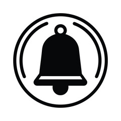 A 3D vector illustration of a ringing bell icon on a metal button symbolizing alarm, security, and safety