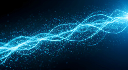 Abstract Glowing Blue Waves Design