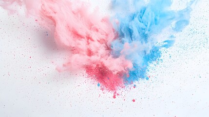 Fototapeta premium Soft dynamic watercolor texture featuring overlapping splashes of bright blue and cotton candy pink with organic brush flow and a sense of movement