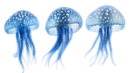blue jellyfish isolated on white,blue jellyfish on white background,jellyfish on white background.