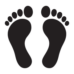 footprint icon vector silhouette Black, classic barefoot footprints left and right. with white background