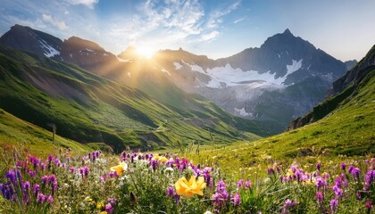 Wildflowers Bloom Across Mountain Valley