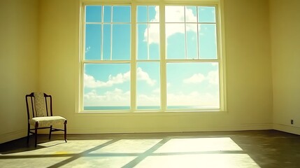 Fototapeta premium Serene Coastal View from a Sunlit Room