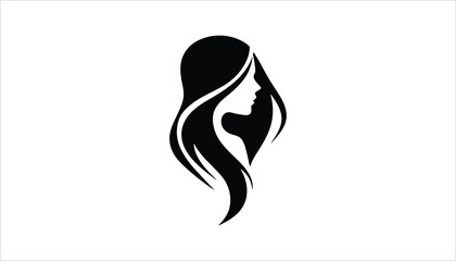 Female Silhouette with Long Flowing Hair - Beauty Icon.