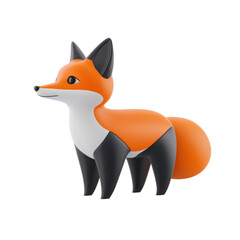 Obraz premium Digital illustration of a playful fox figurine in creative space