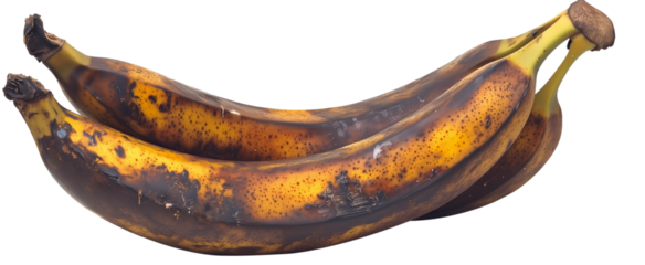 bunch of rotten spoiled banana isolated on transparent white background