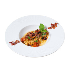 Elegant food photography gourmet pasta dish in italian cuisine