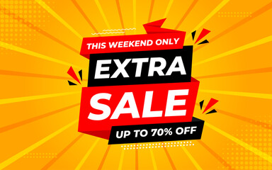 Extra Sale banner for web or social media. sale banner promotion template with discount tag. limited time offer, Get extra discount. Commercial poster, sale background vector illustration