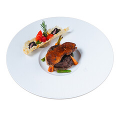 Exquisite gourmet dish fine dining restaurant food photography elegant setting close-up culinary art
