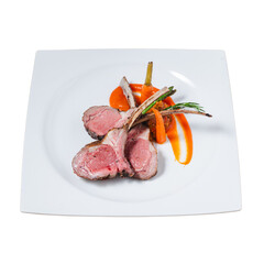 Elegant lamb chops capturing culinary art in a restaurant kitchen