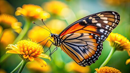 Fototapeta premium Butterfly on Yellow Flower Rule of Thirds AI Art