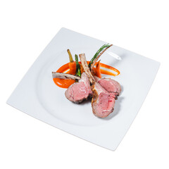 Gourmet lamb chops elegant restaurant food photography fine dining close-up culinary art