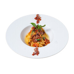 Delicious pasta dish gourmet restaurant food photography elegant setting close-up culinary art