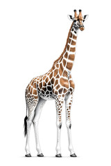 Fototapeta premium Realistic Standing Giraffe isolated on white background