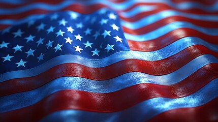 High Resolution American Flag Fabric Texture Closeup Patriotic National Banner Image