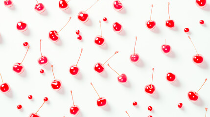 Fresh red cherries isolated on a white background &ndash; vibrant, juicy, and realistic Generative AI image