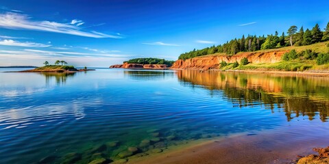 Fototapeta premium Calm Bay, Prince Edward Island: Serene Water, Copy Space