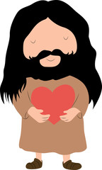 Cute Jesus Holding Sacred Heart, Jesus day