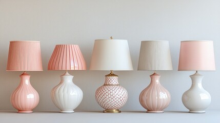 Pink, white lamps, lined, interior, design, studio