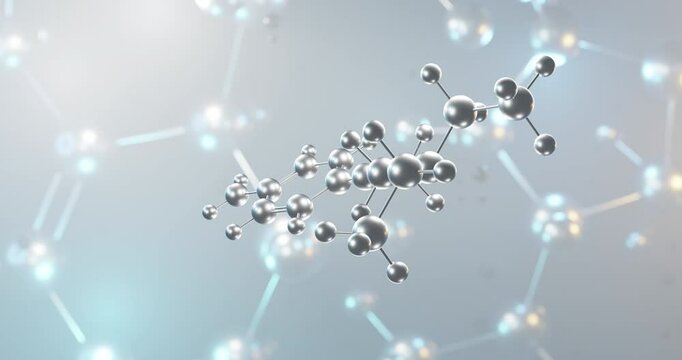 Procaine rotating 3d molecule, molecular structure of local anesthetic, seamless video
