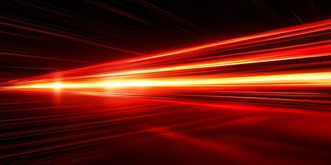 Des traits de lumi&egrave;re rouge sur fond noir, pour illustrer le concept de vitesse et d'&eacute;nergie