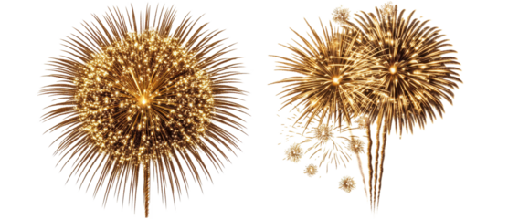 golden firework isolated on transparent background