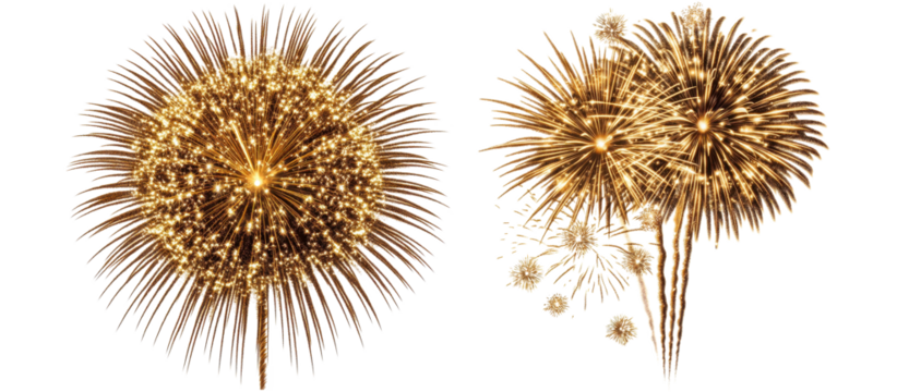 golden firework isolated on transparent background