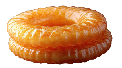 Golden Delight: An enticing macro shot of a glazed donut, showcasing its perfectly glazed surface and delicious texture. 