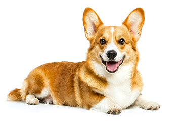Full body of realistic pembroke corgi dog isolated on white background