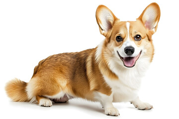 Full body of realistic pembroke corgi dog isolated on white background