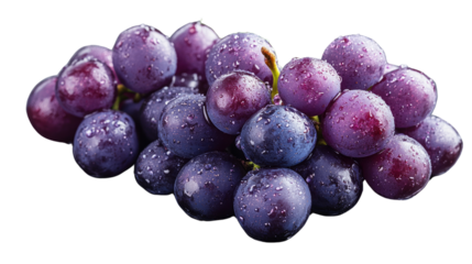 Vibrant Bunch of Grapes: Capturing the luscious allure of a freshly picked bunch of dark, juicy grapes, glistening with droplets, offering a taste of nature's sweetness and richness.
