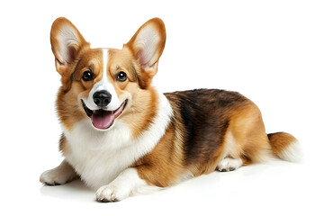 Full body of realistic pembroke corgi dog isolated on white background