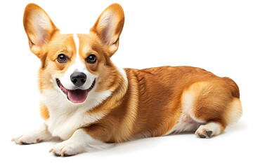 Full body of realistic pembroke corgi dog isolated on white background