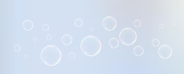 Realistic soap bubbles.Flying bubbles on a transparent background.	