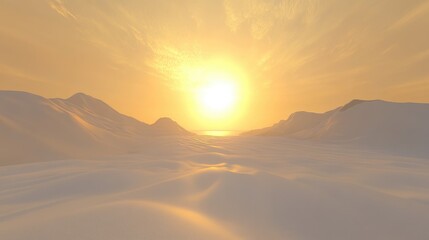 Obraz premium A dramatic desert landscape with endless sand dunes glowing under the golden light of sunset.