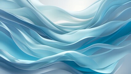 Obraz premium Abstract blue waves swirling, airy flowing layers with bright light