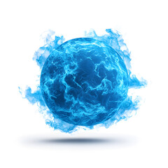 Fototapeta premium Round blue energy power, glowing blue energy sphere with neon light isolated on white background