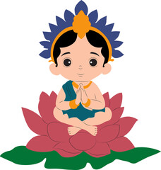 Cute Ayyappan god sitting on Lotus