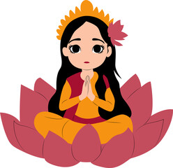 Cute Radha goddess sitting on Lotus