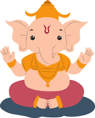 Cute Varaha god sitting on Rangoli