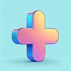 Obraz premium Pastel Plus Sign: Iridescent 3D Render with Modern Vibe