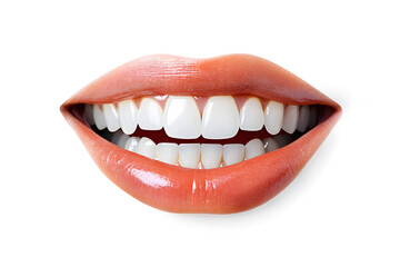Fototapeta premium Beautiful Smile With Healthy Teeth, Lips isolated on white background