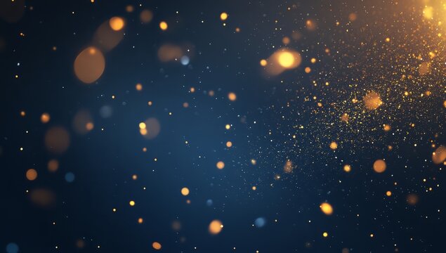 minimalist confetti background for awards ceremony or PowerPoint presentation with blue background and gold, festive abstract wallpaper