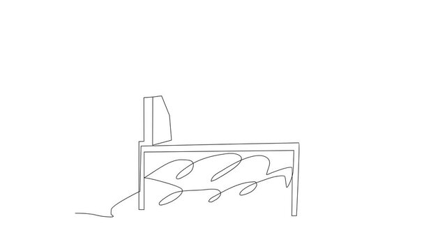 A self-line drawing animation of a supervisor overseeing a worker with a laptop at a desk